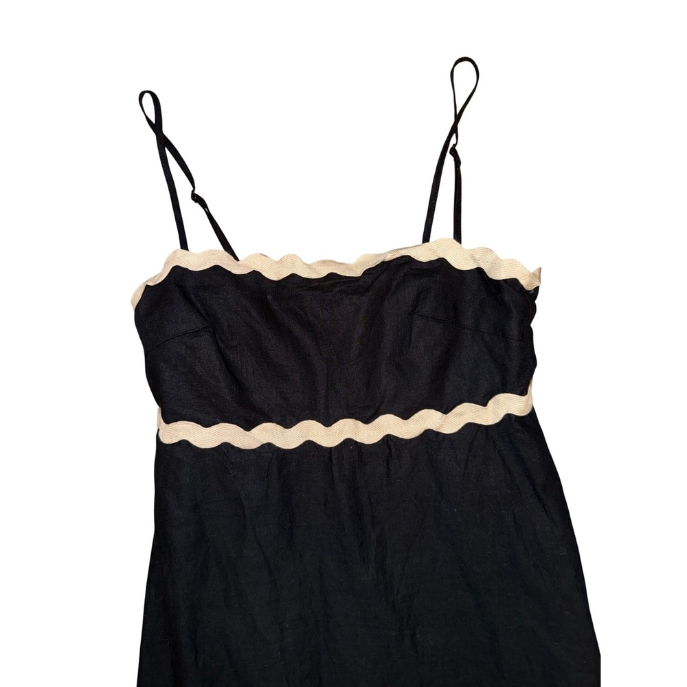Petal and Pup Yana Maxi Dress Black Cream Strappy Scalloped Trim Vacation - Picture 6 of 7
